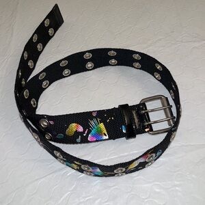 Vintage adjustable belt with multicolor iridescent design